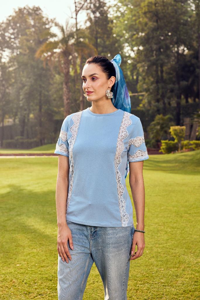 Blue Patch Work T-Shirt