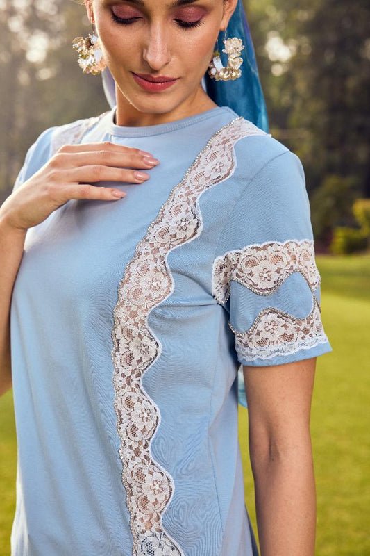 Blue Patch Work T-Shirt