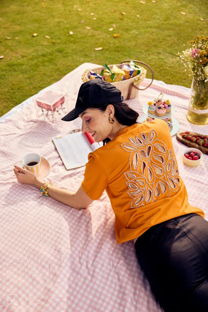 Lotus Cut Work T-Shirt