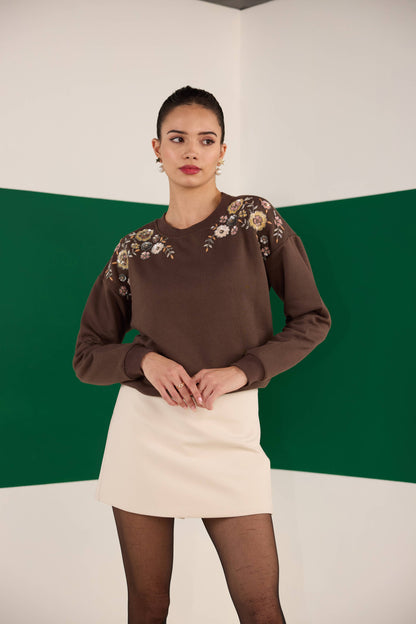 BROWN  BLOOM  SWEATSHIRT