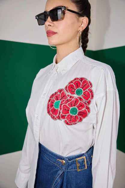 WHITE BLOSSOM  SHIRT