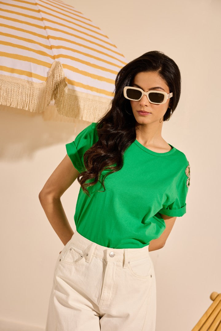 Flower Cut Work T-Shirt