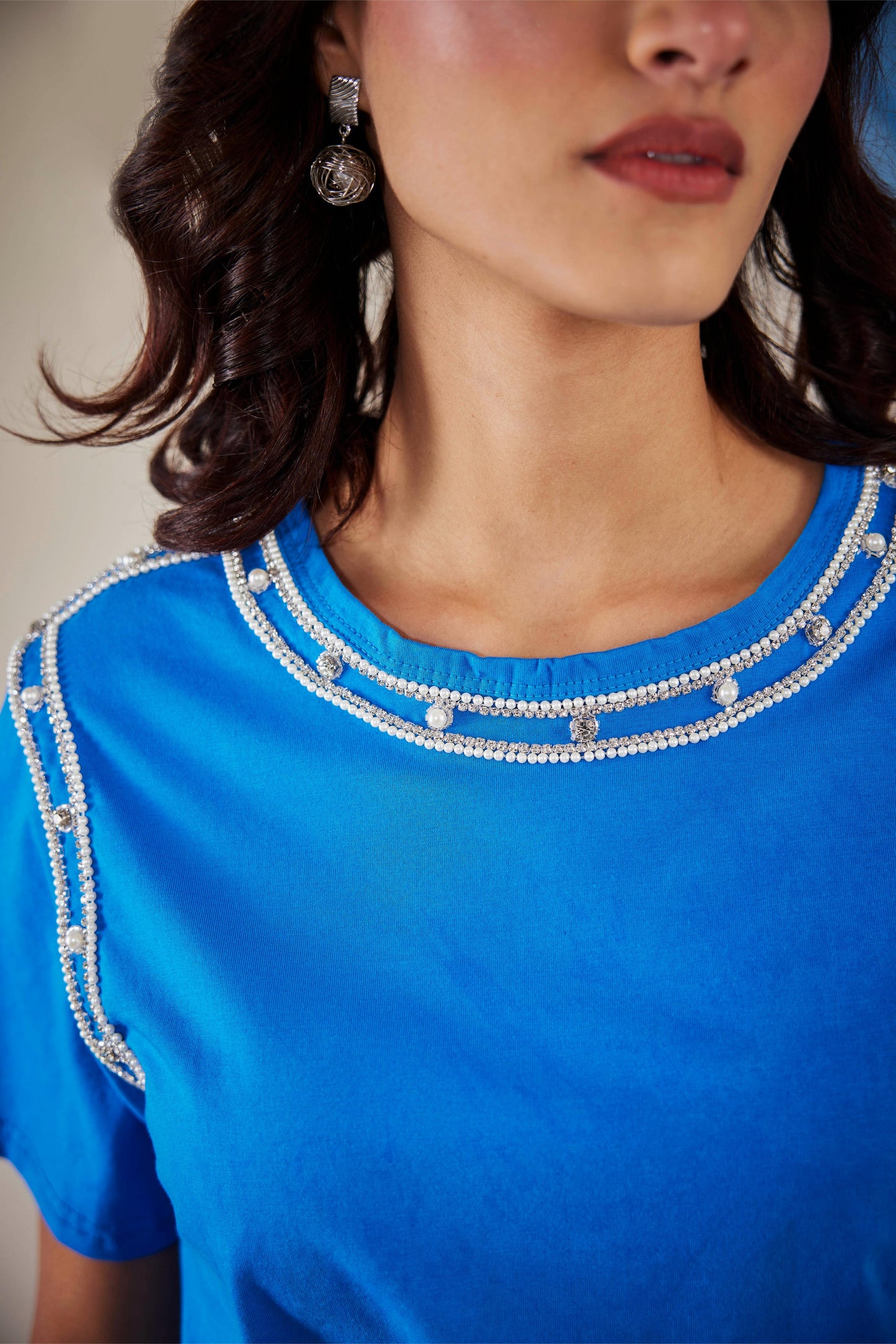 Blue Embellished Tee