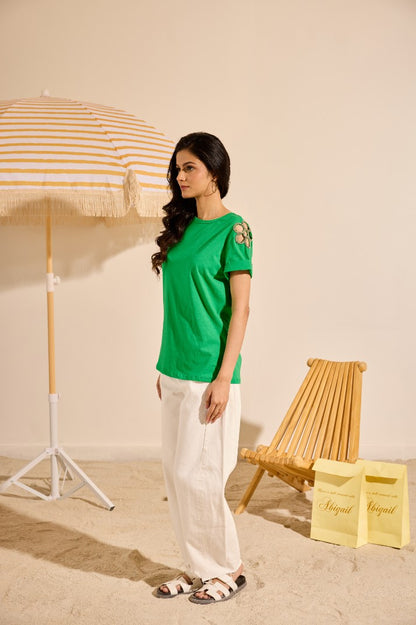 Flower Cut Work T-Shirt