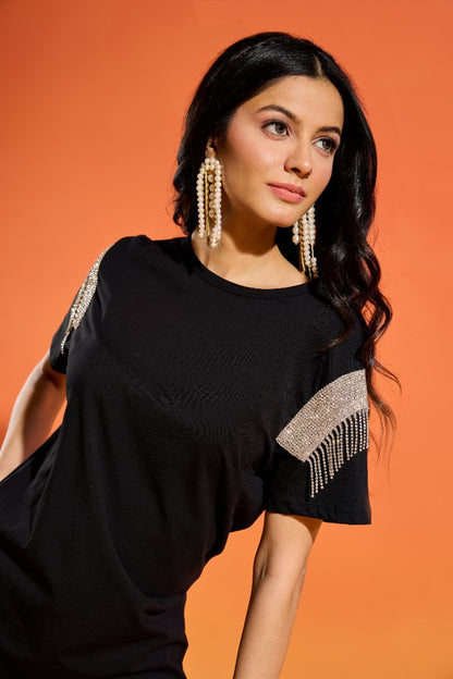 Disco on sleeve T-shirt - Black