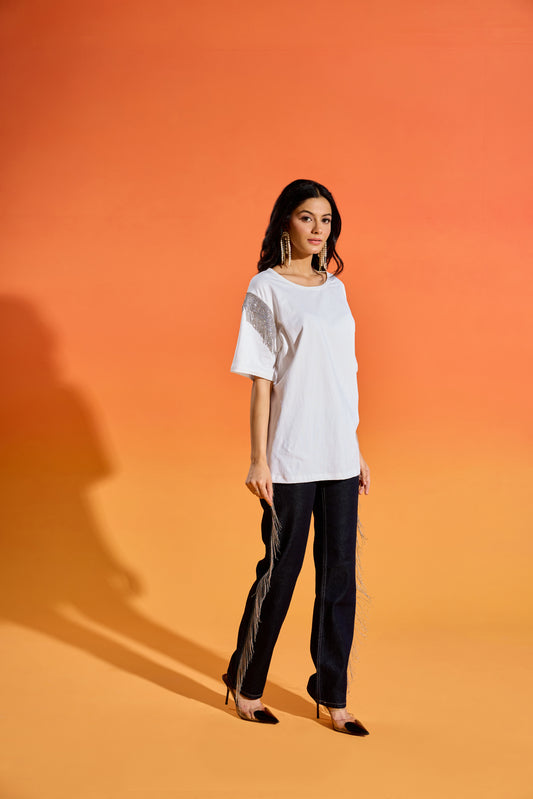 Disco on sleeve T-shirt - White