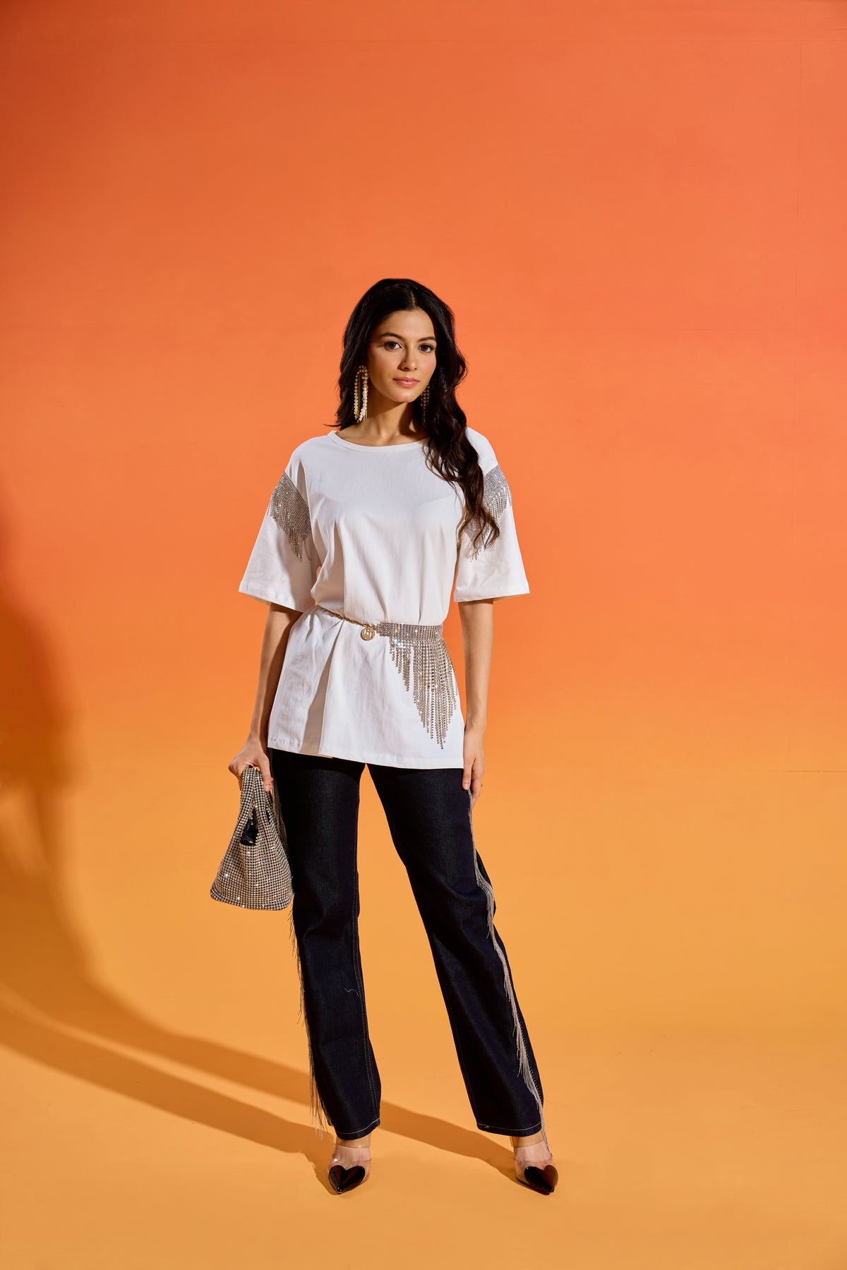 Disco on sleeve T-shirt - White