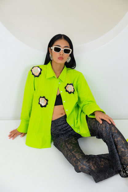 NOIR & CREAM LIME SHIRT